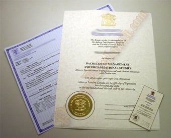 International Canada Fake Diploma and Transcript Package With Embossed Foil
